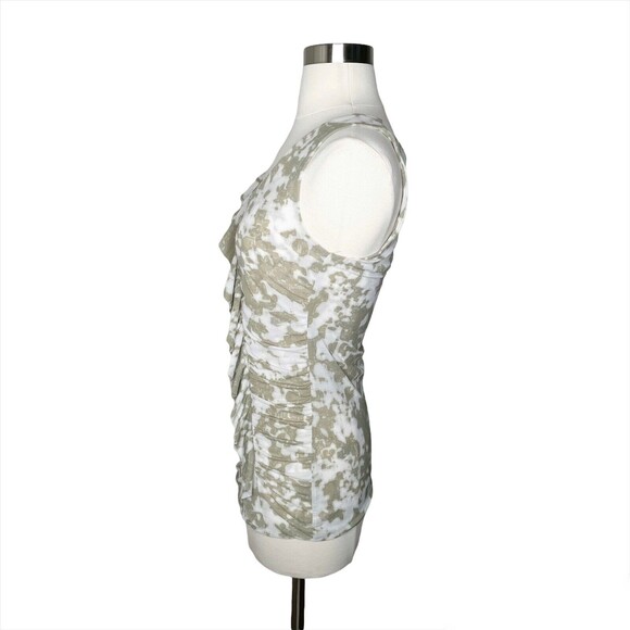 Halogen Blouse Women’s XS Ruffle V-neck Top Sleeveless Pullover Ruched Stretch - Picture 4 of 7